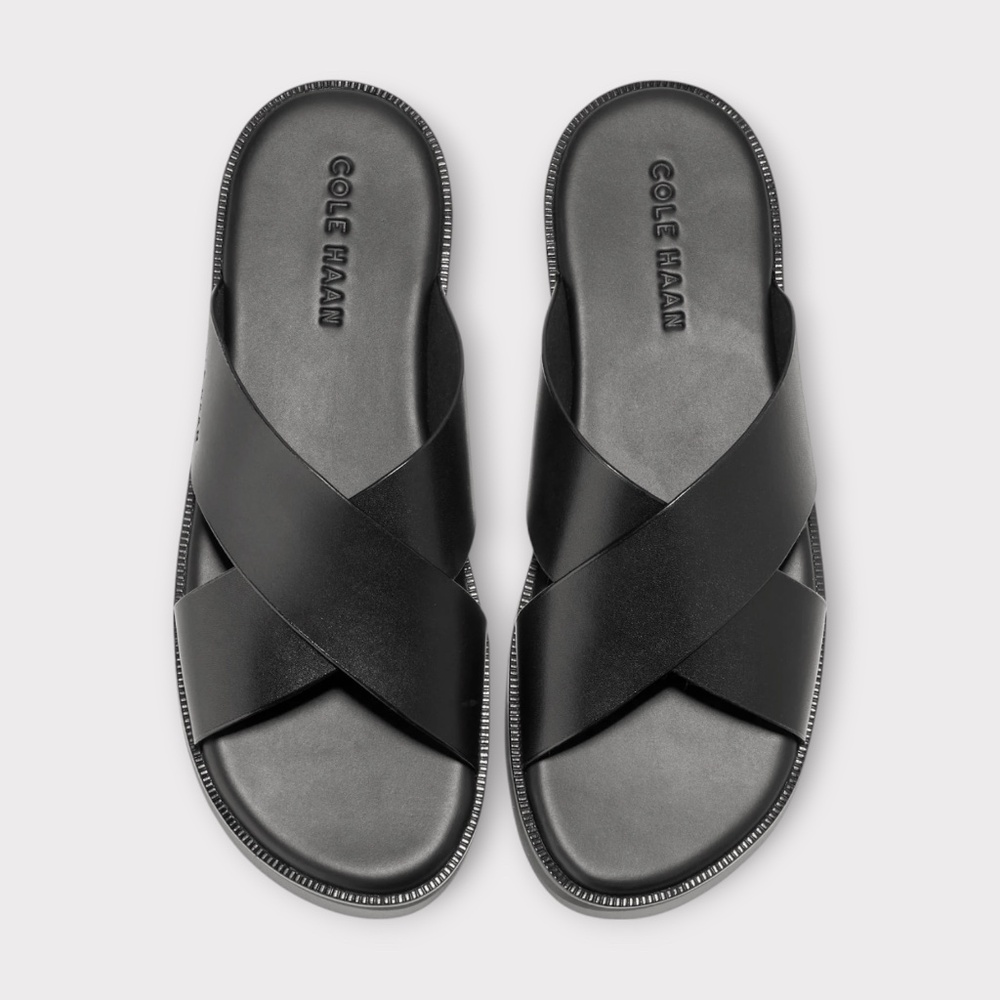 Cole Haan Men's Nantucket Cross Strap Sandals in Black. C38144 - Picture 2 of 6